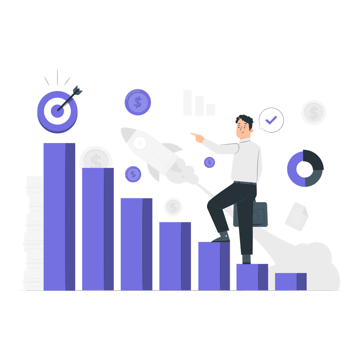 Our Mission illustration showing students using technology for learning